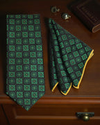 Dark Green Geometric MicroSilk Necktie & Pocket Square Set