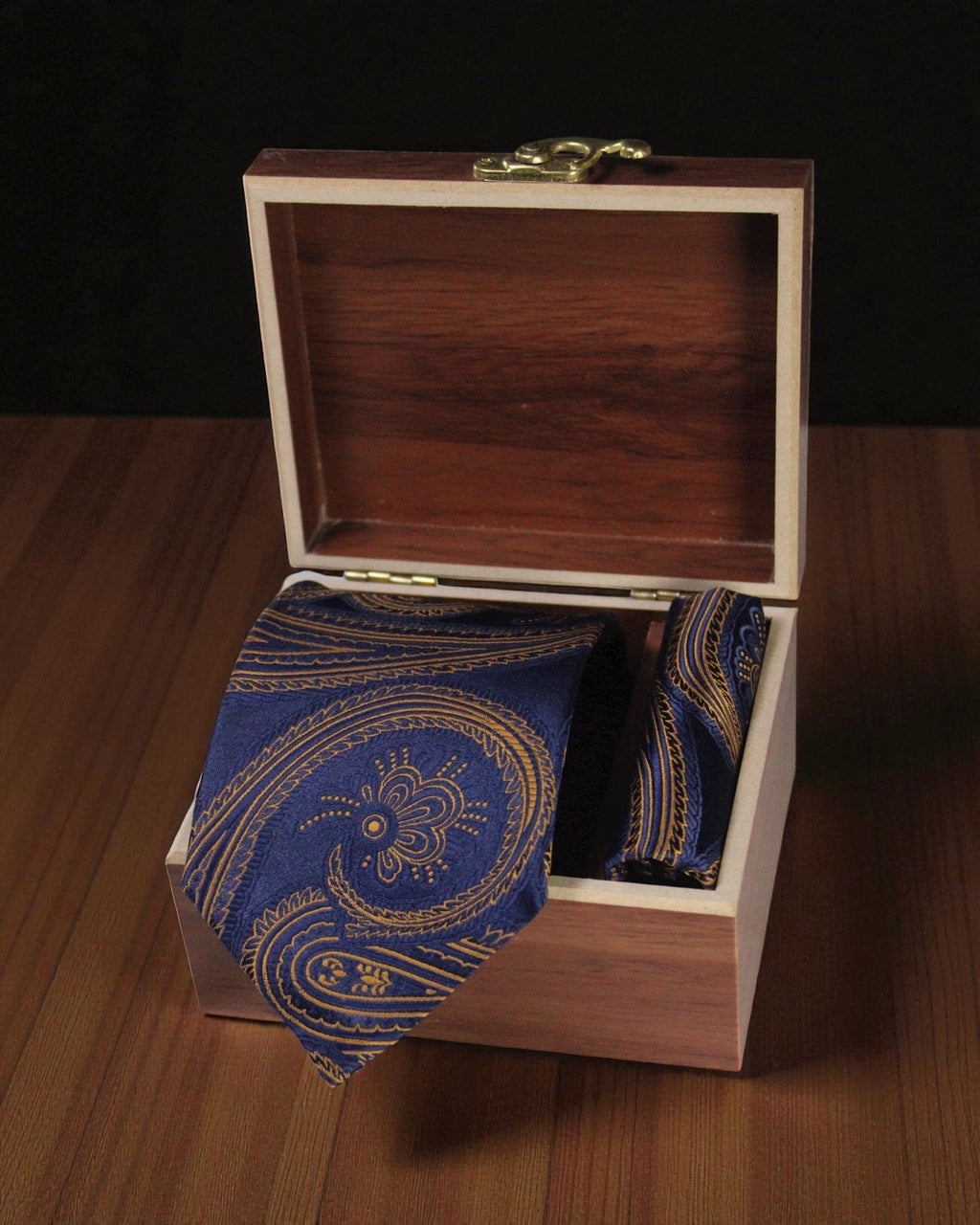 Navy Blue MicroSilk Paisley Necktie & Pocket Square Set