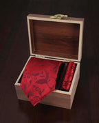 Wine Red Floral MicroSilk Tie with Pocket Square