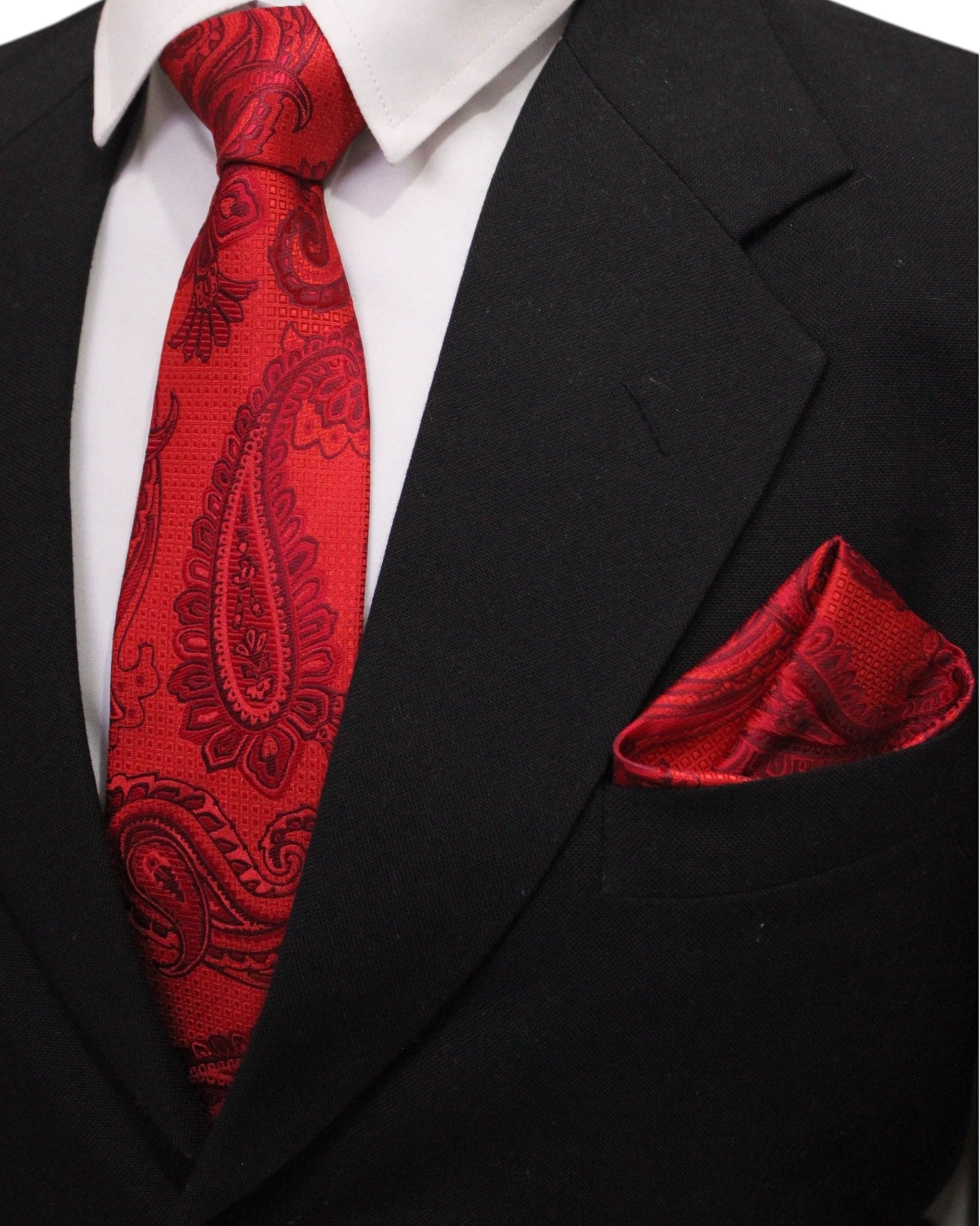 Red Paisley MicroSilk Tie with Pocket Square