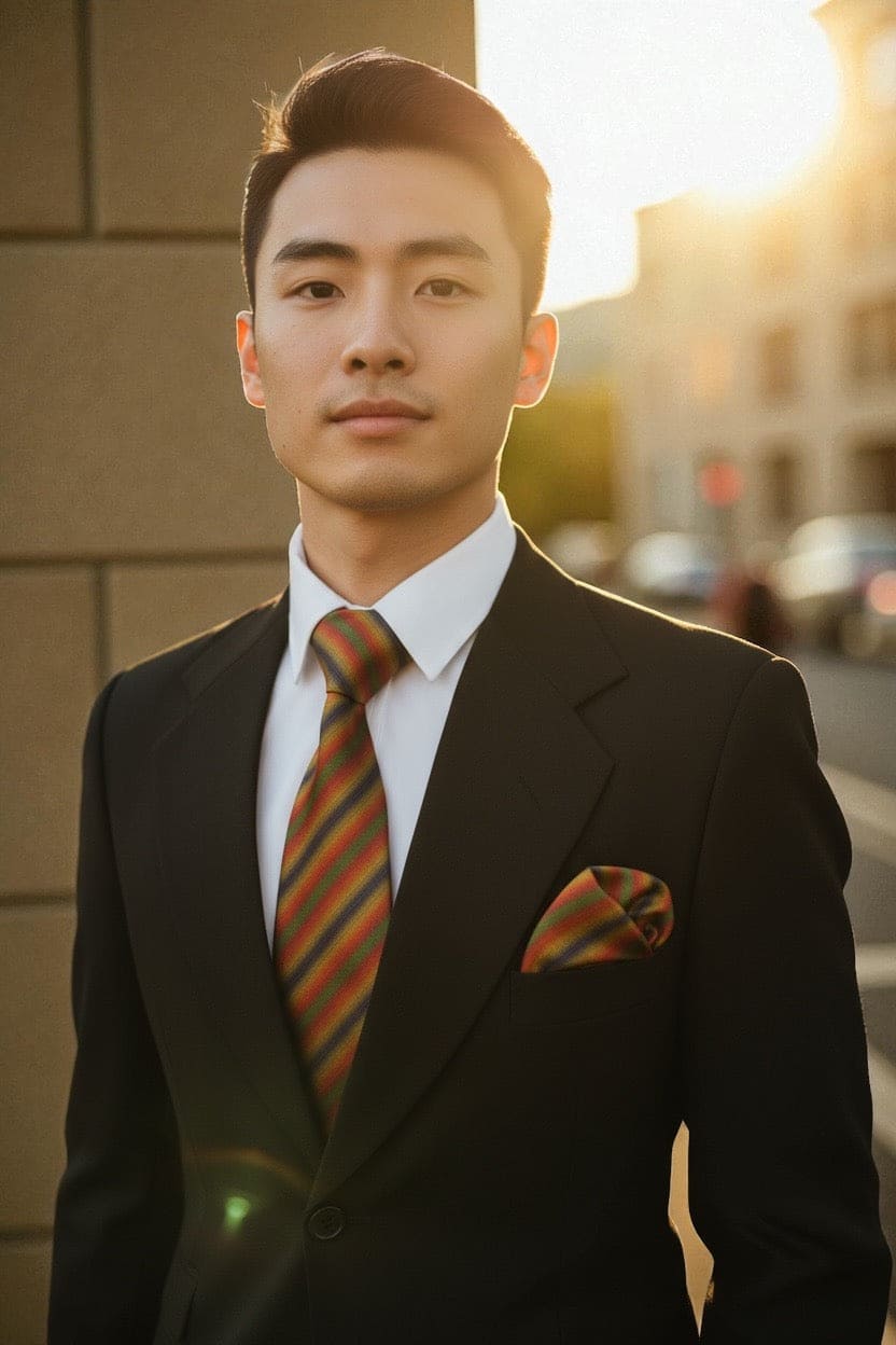 Multicolor Striped MicroSilk Tie & Pocket Square Set