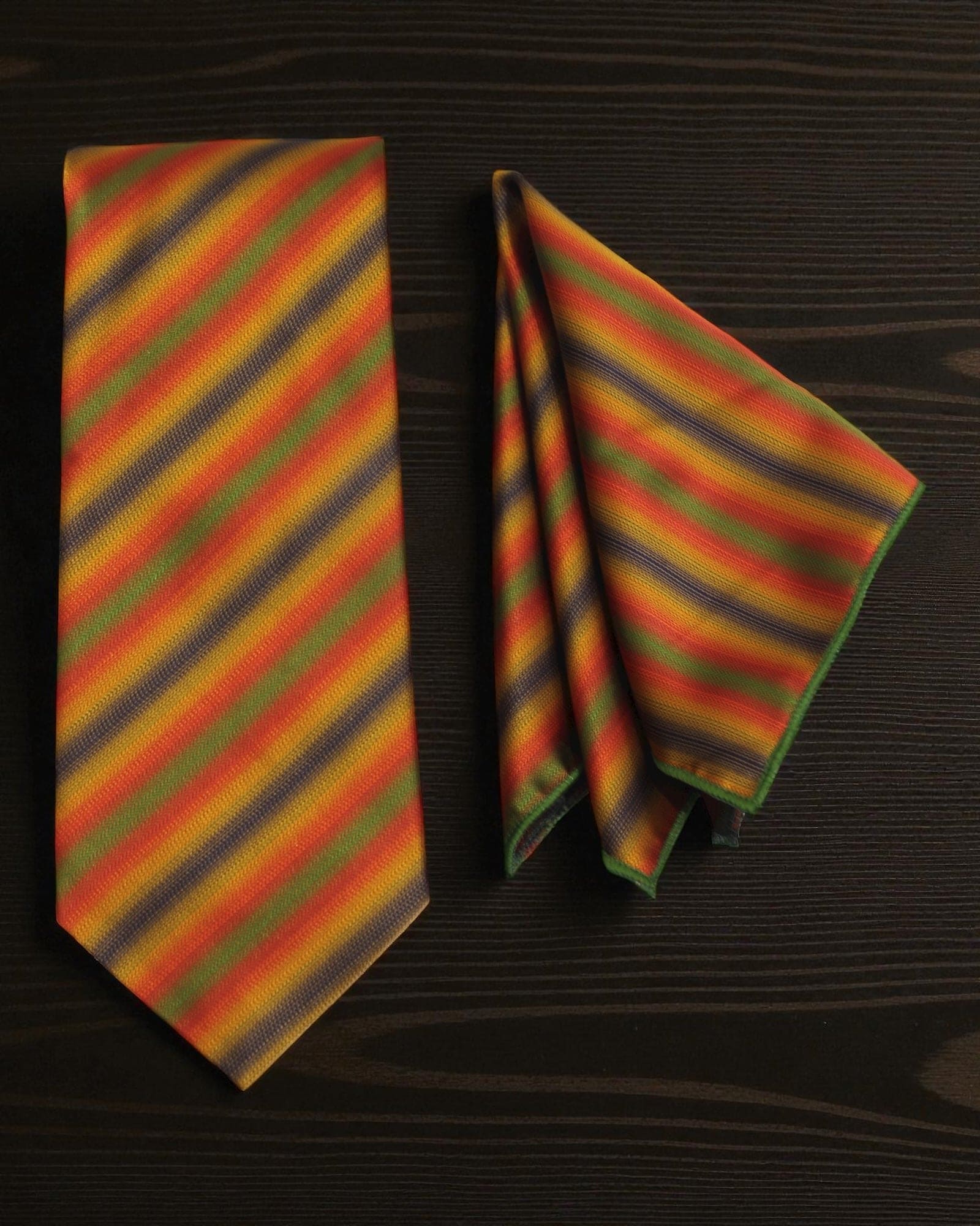 Multicolor Striped MicroSilk Tie & Pocket Square Set