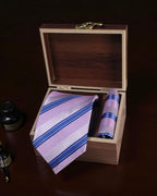 Lavender Striped MicroSilk Necktie Set with Pocket Square