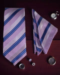 Lavender Striped MicroSilk Necktie Set with Pocket Square
