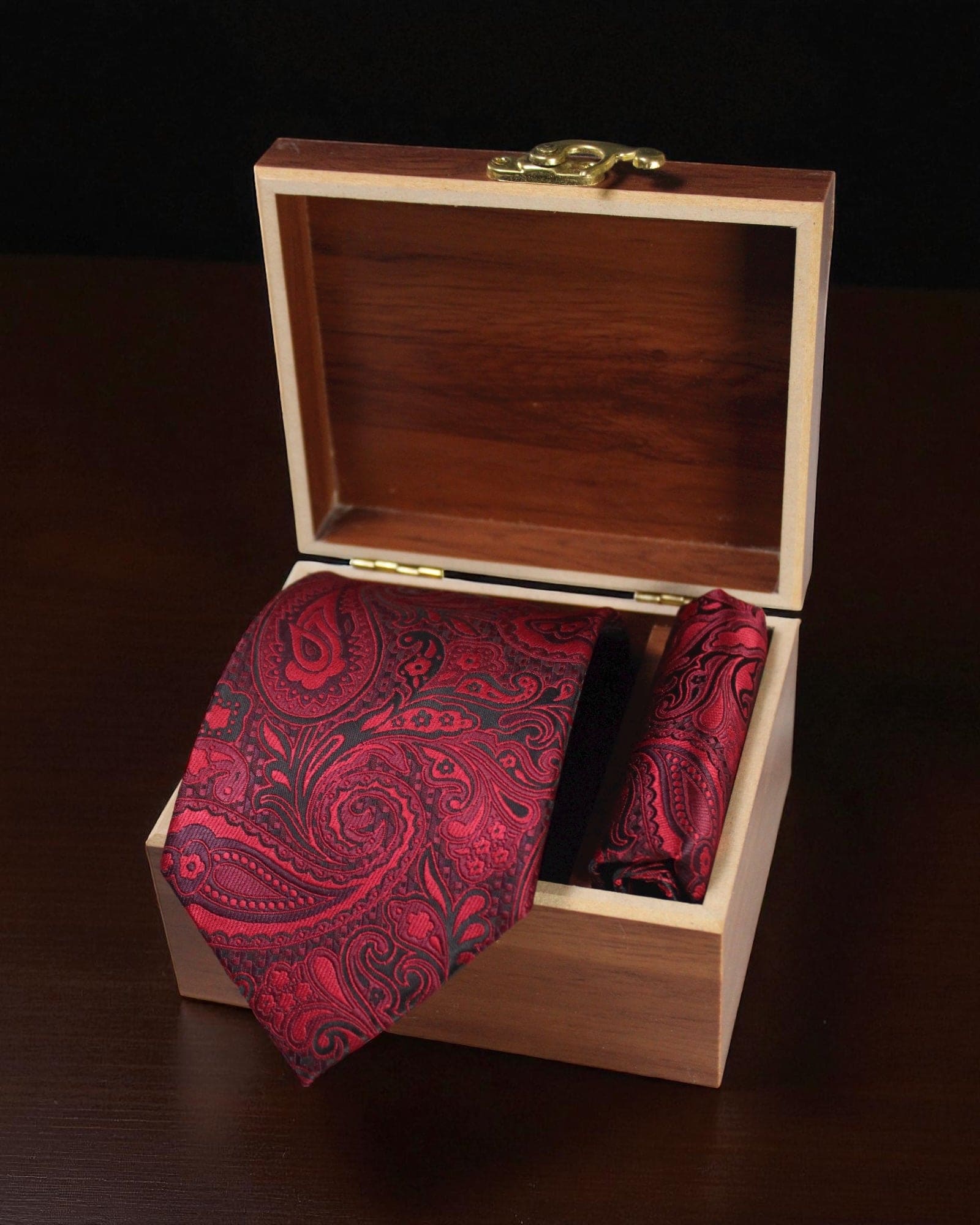 Burgundy Paisley MicroSilk Necktie Set with Pocket Square