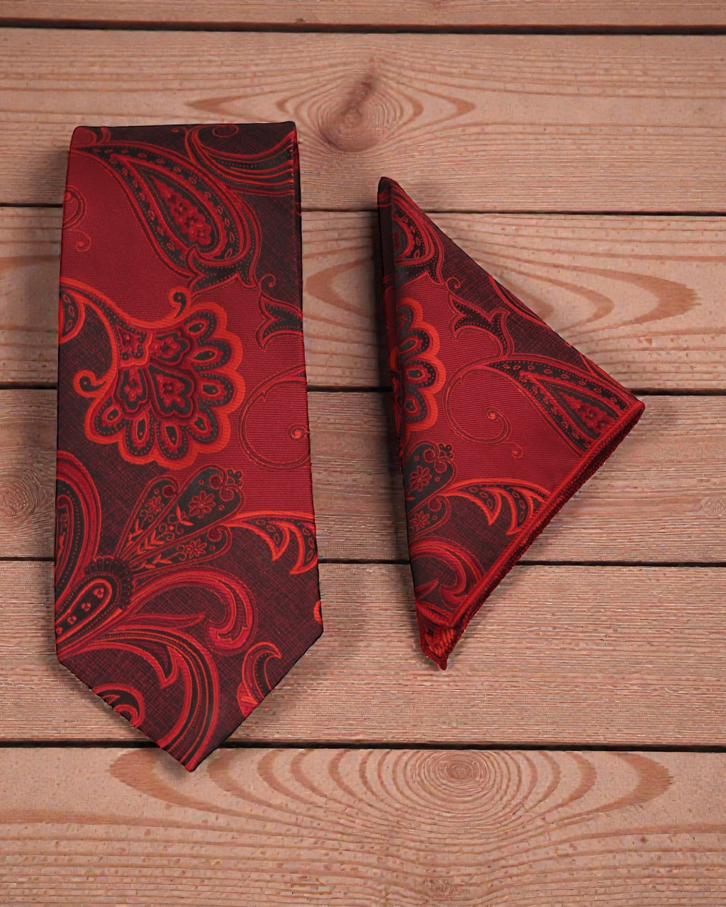 Maroon Paisley MicroSilk Tie & Pocket Square Set