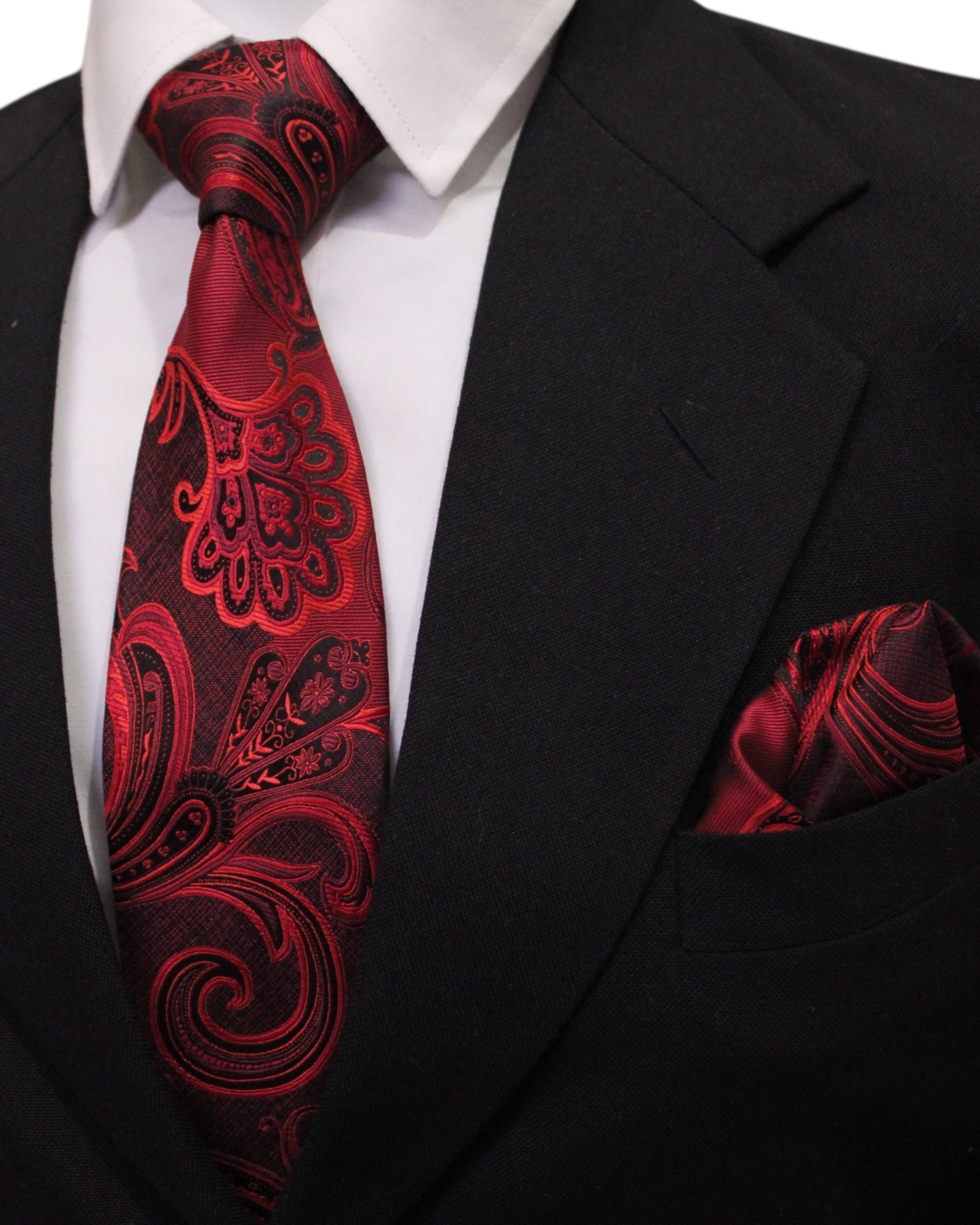 Maroon Paisley MicroSilk Tie & Pocket Square Set