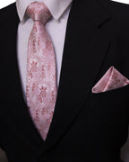 Blush Peach Floral MicroSilk Tie & Pocket Square Set