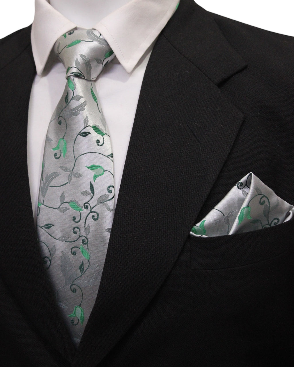 Premium Microsilk Floral Tie & Pocket Square Set in Wooden Gift Box