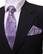 Royal Purple Paisley Microsilk Tie & Pocket Square Set 