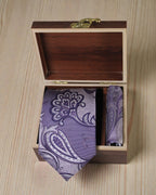 Royal Purple Paisley Microsilk Tie & Pocket Square Set 