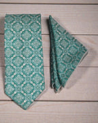 Teal Floral Microsilk Tie & Pocket Square Set 