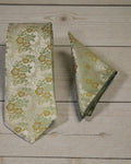 Ivory & Sage Floral Microsilk Tie & Pocket Square