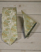 Ivory & Sage Floral Microsilk Tie & Pocket Square