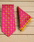 Hot Pink Geometric Microsilk Tie & Pocket Square Set