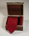 Crimson Red Floral Microsilk Tie & Pocket Square Set