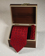 Crimson Red Floral Microsilk Tie & Pocket Square Set