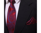 Red & Blue Paisley Microsilk Tie & Pocket Square Set