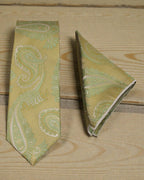 Pistachio Green Paisley Microsilk Tie & Pocket Square Set
