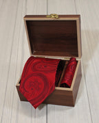 Crimson Red Paisley Microsilk Tie & Pocket Square Set