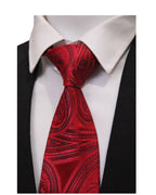 Crimson Red Paisley Microsilk Tie & Pocket Square Set