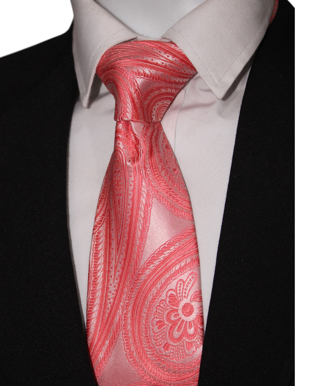 Coral Peach Paisley Microsilk Tie & Pocket Square Set