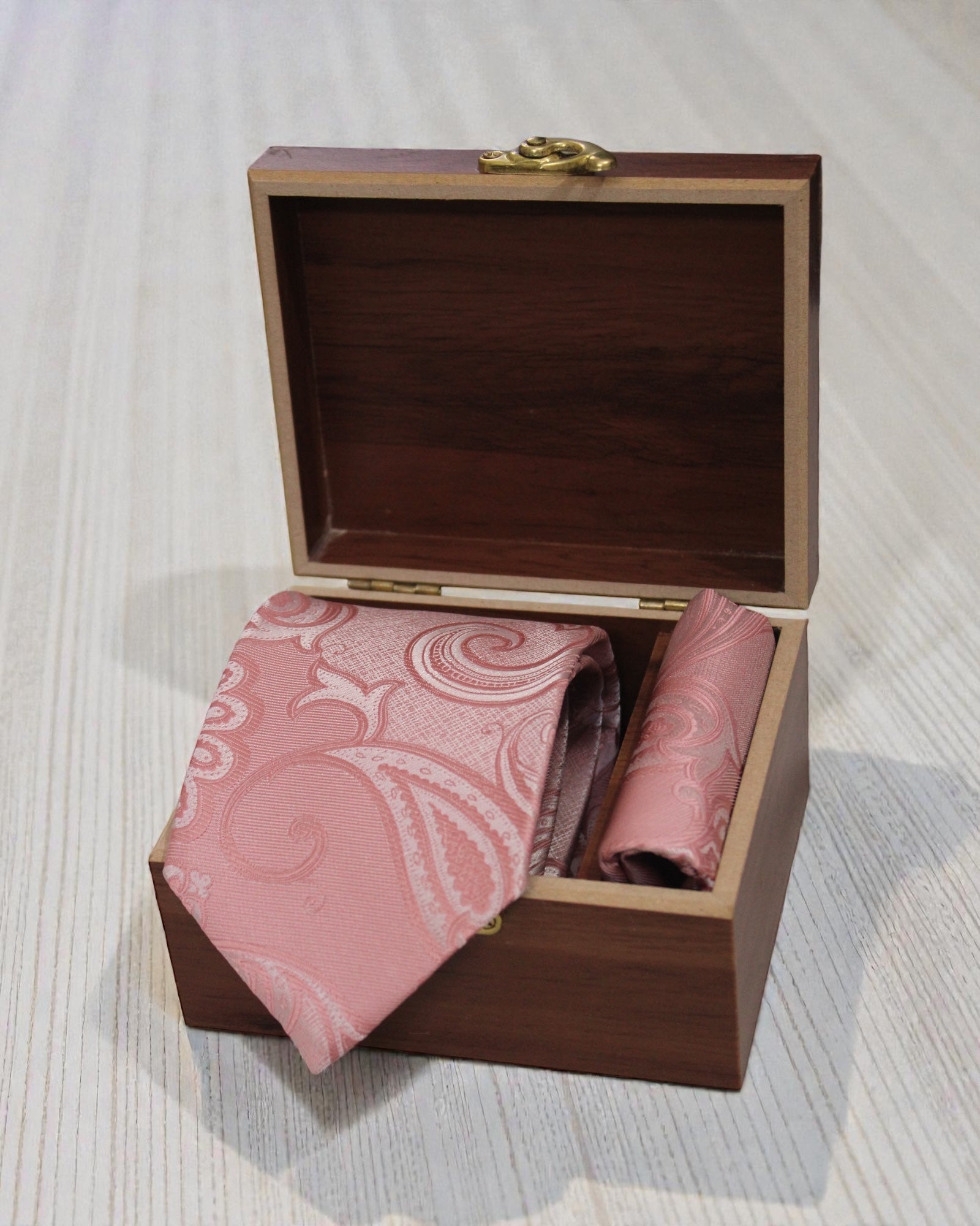 Blush Peach Paisley Microsilk Tie & Pocket Square Set