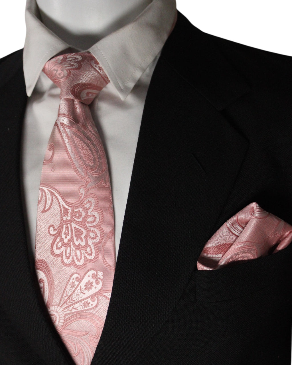 Blush Peach Paisley Microsilk Tie & Pocket Square Set