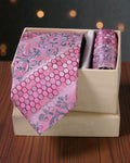 Pink Floral & Honeycomb Microsilk Tie Set with Pocket Square