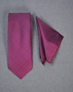 Maroon Textured Microsilk Tie Set with Pocket Square