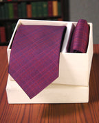 Maroon Textured Microsilk Tie Set with Pocket Square