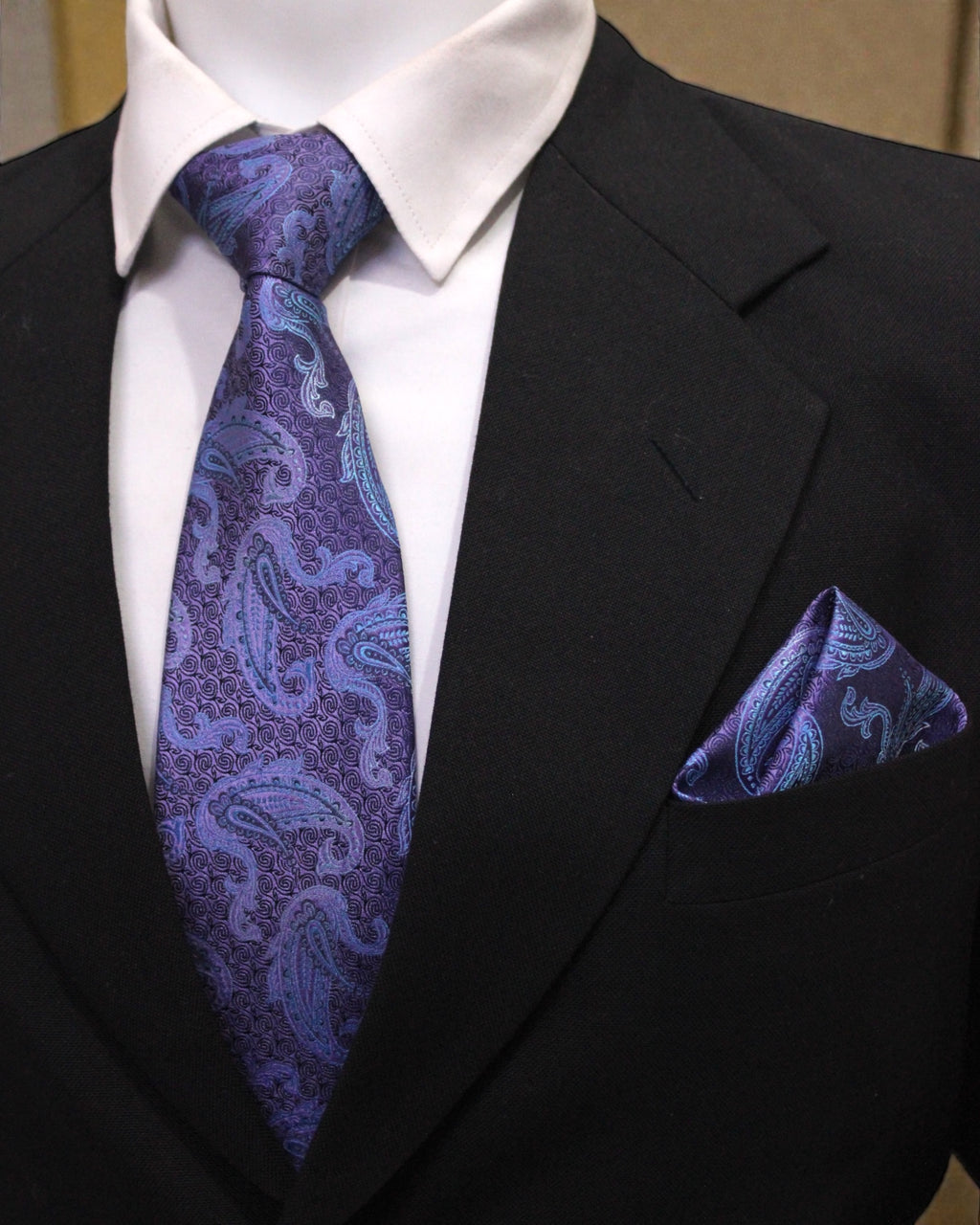 Royal Purple Paisley Microsilk Tie Set with Pocket Square