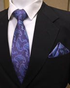 Royal Purple Paisley Microsilk Tie Set with Pocket Square
