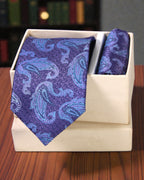 Royal Purple Paisley Microsilk Tie Set with Pocket Square