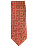 Red geometric pattern microsilk tie for men 