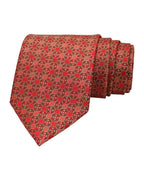 Red geometric pattern microsilk tie for men