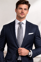 Grey & Black Zigzag Pattern Microsilk Tie
