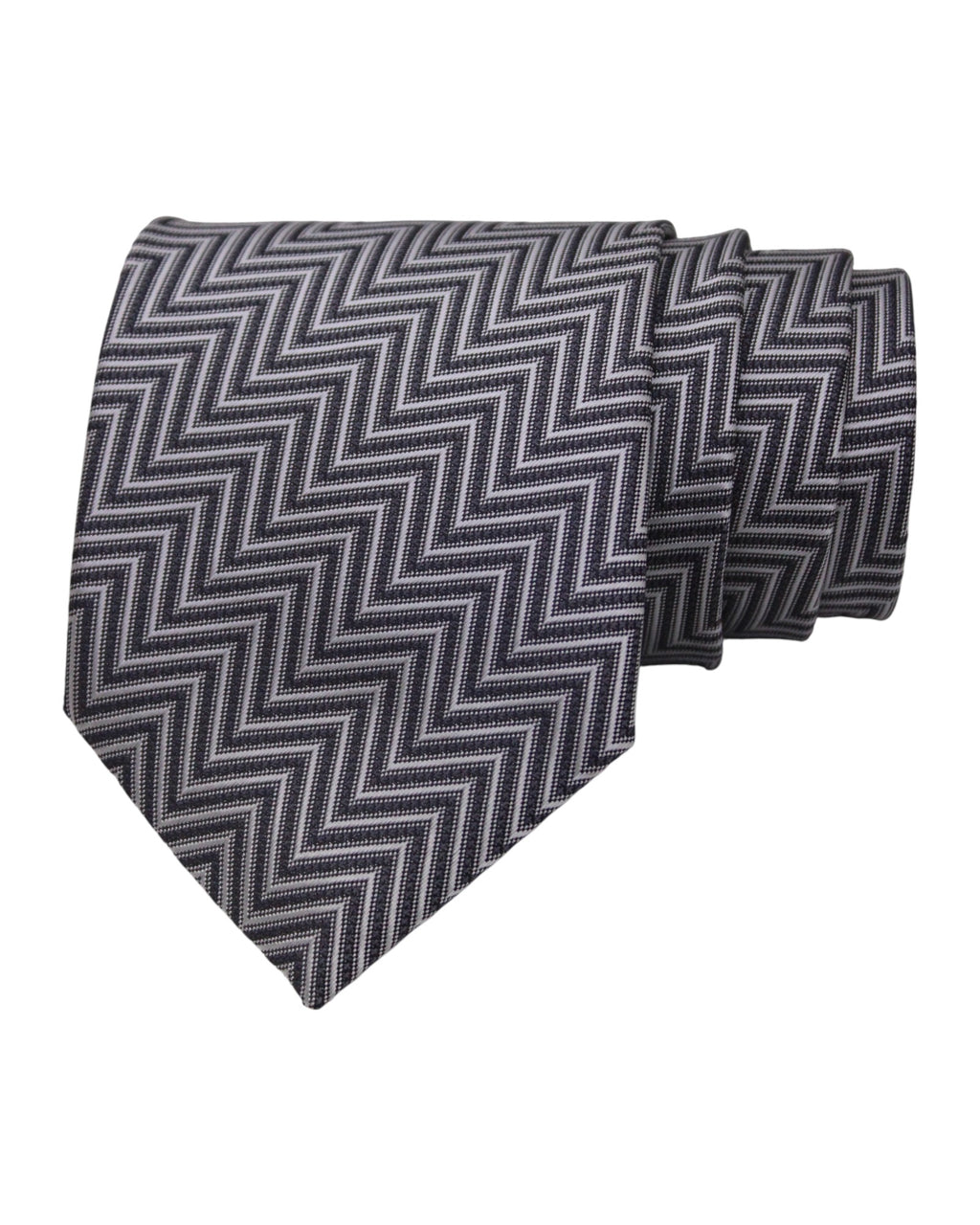 Grey & Black Zigzag Pattern Microsilk Tie