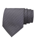 Grey & Black Zigzag Pattern Microsilk Tie