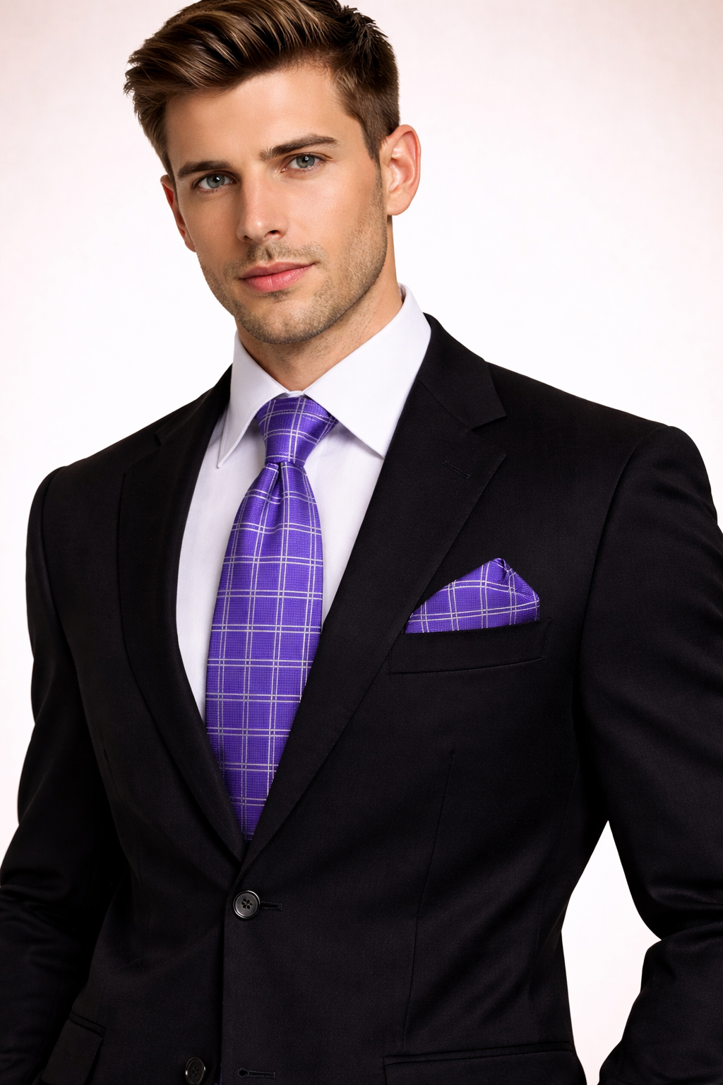 Royal Purple Checkered Microsilk Tie