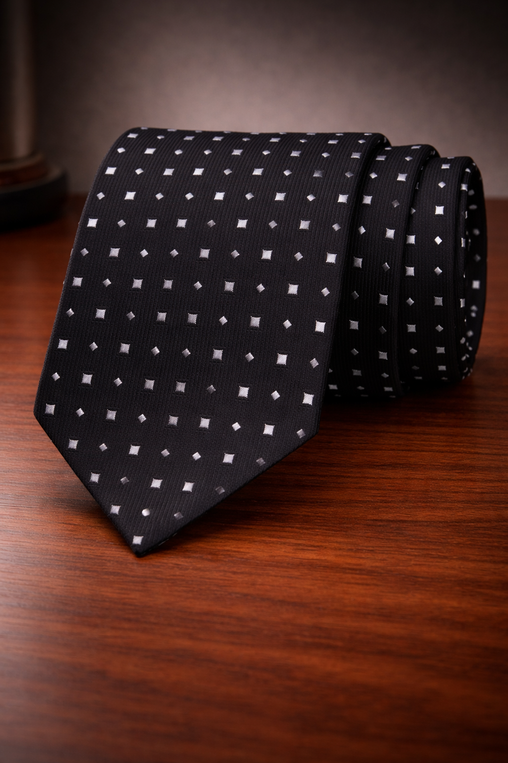 Black Geometric Dot Microsilk Tie
