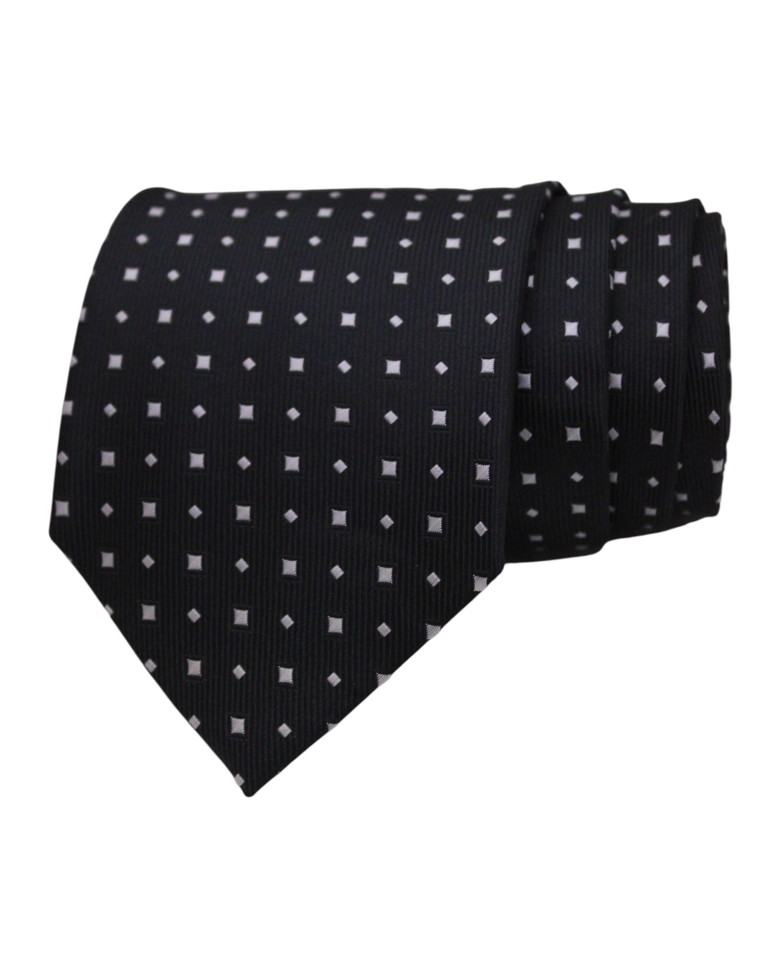 Black Geometric Dot Microsilk Tie