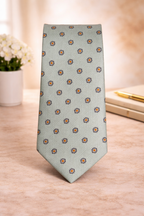 Light Mint Green Floral Dot Microsilk Tie