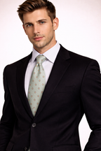 Light Mint Green Floral Dot Microsilk Tie