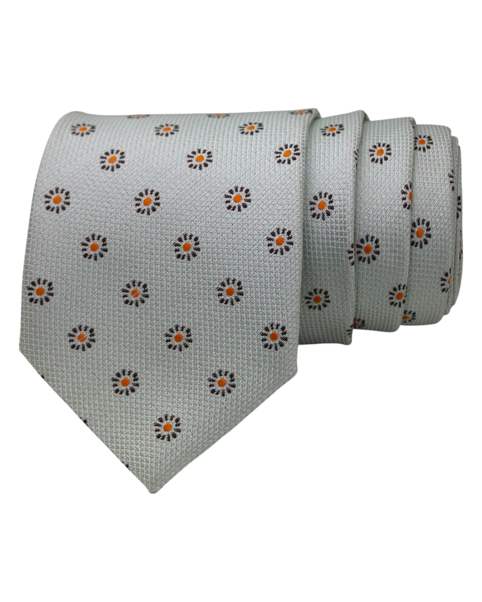 Light Mint Green Floral Dot Microsilk Tie