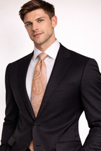Coral Peach Paisley Microsilk Tie