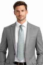 Light Green & Blue Striped Microsilk Tie