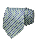 Light Green & Blue Striped Microsilk Tie