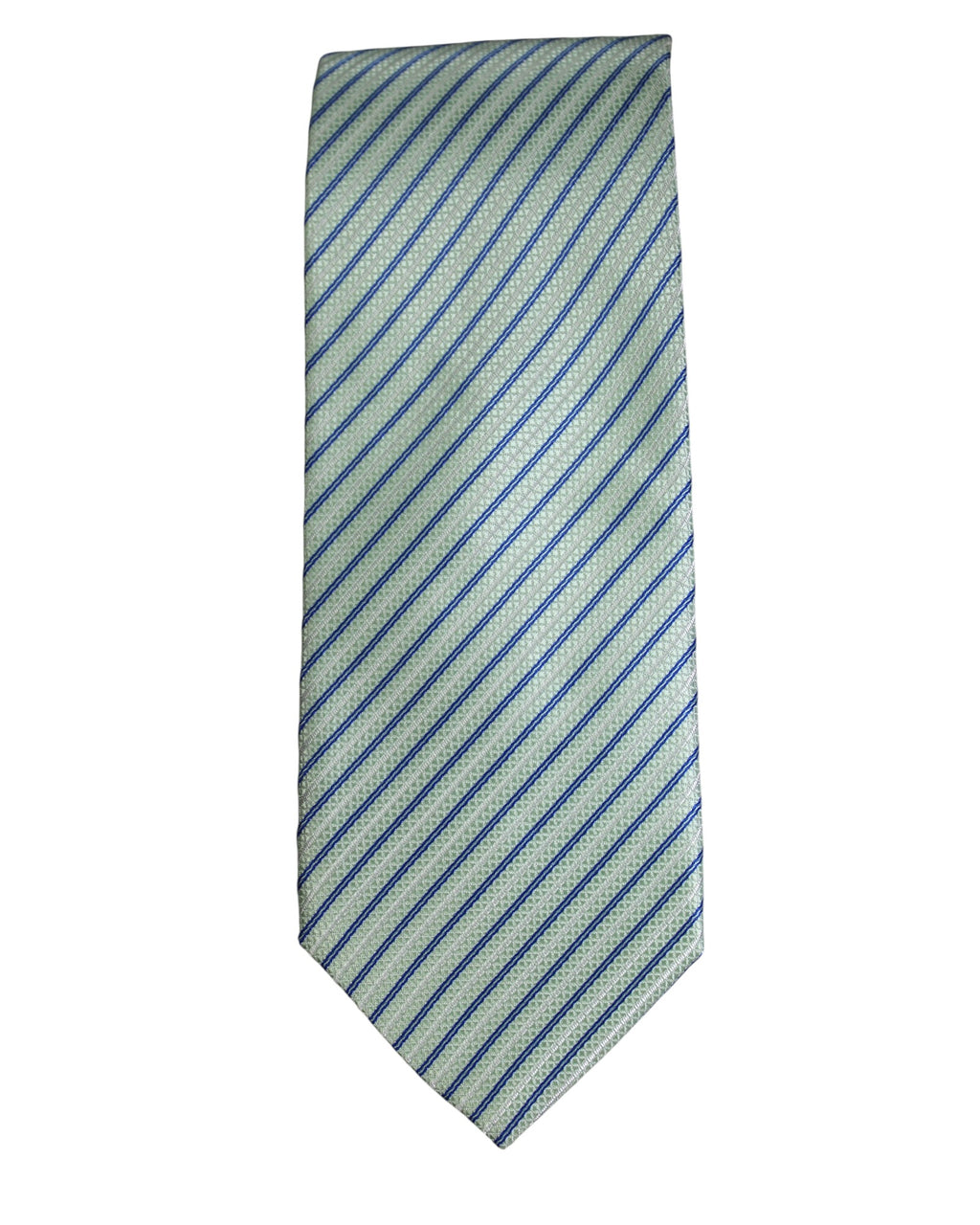 Light Green & Blue Striped Microsilk Tie