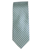 Light Green & Blue Striped Microsilk Tie